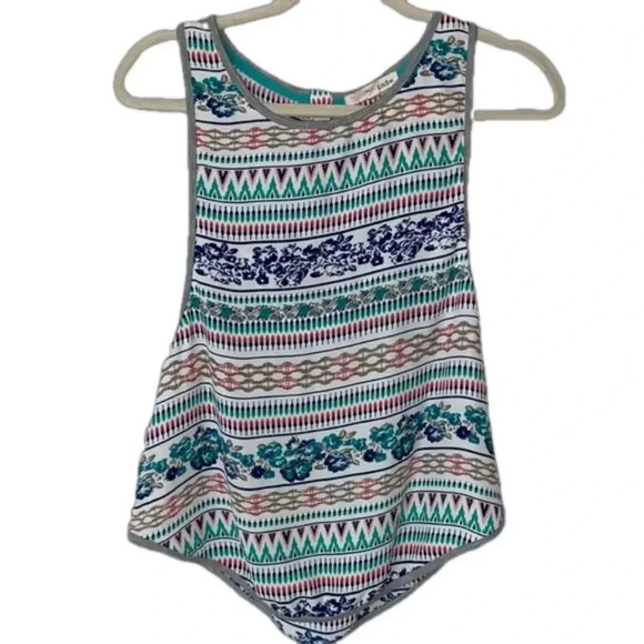 XS tank top gym workout tank top fun pattern partial button back lightweight - Picture 1 of 4
